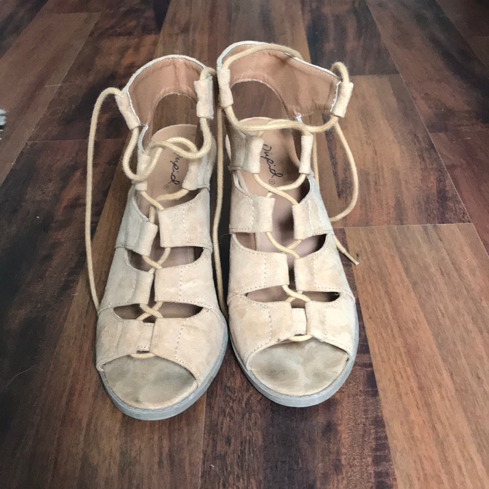 Heeled lace up sandals